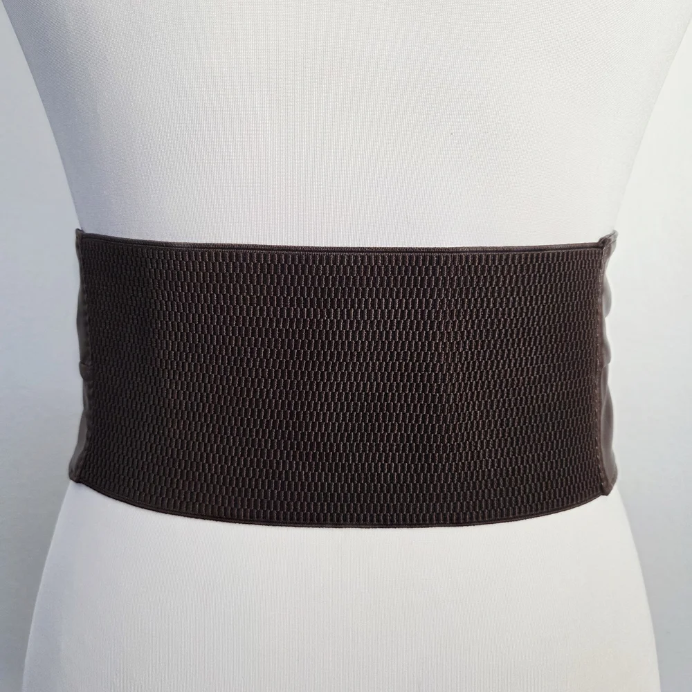 Stretchy wide brown waist belt - Picture 8 of 10